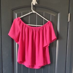 J. Crew Vibrant Pink Off-Shoulder Blouse
